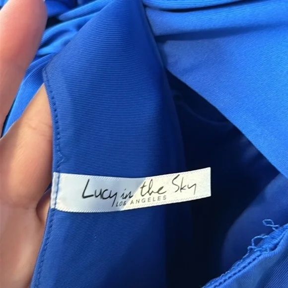 Lucy In The Sky Melina Bodycon Side Slit Dress in Blue - Picture 10 of 13